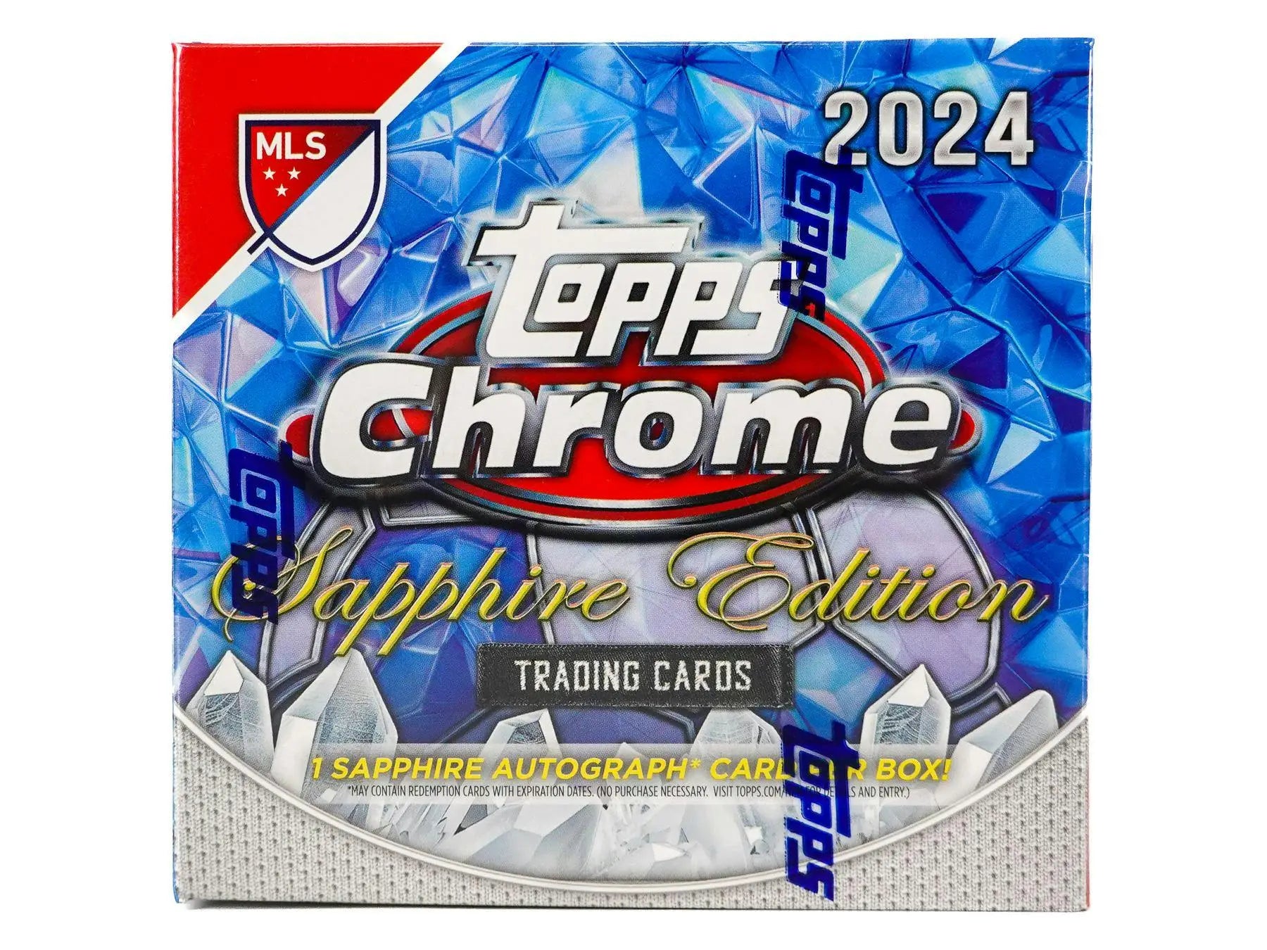 2024 Topps Chrome MLS Sapphire Edition box with Major League Soccer trading cards