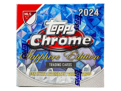 2024 Topps Chrome MLS Sapphire Edition box with Major League Soccer trading cards
