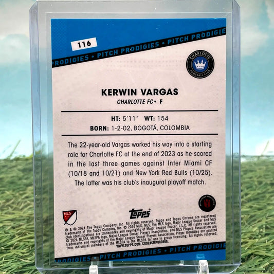 Kerwin Vargas 2024 Topps Chrome MLS Blue Refractor Rookie Card /150 for collectors