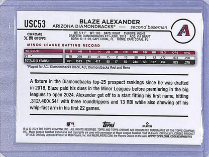 Blaze Alexander 2024 Topps Chrome Ray Wave baseball card Arizona Diamondbacks NM-MT