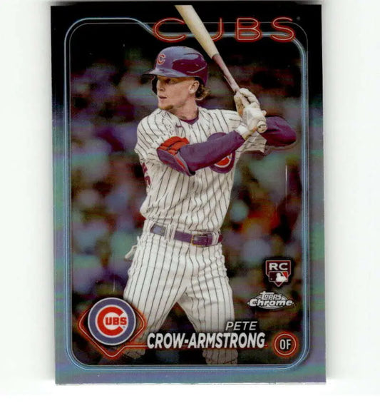Pete Crow-Armstrong 2024 Topps Chrome Refractor rookie baseball card with Chicago Cubs