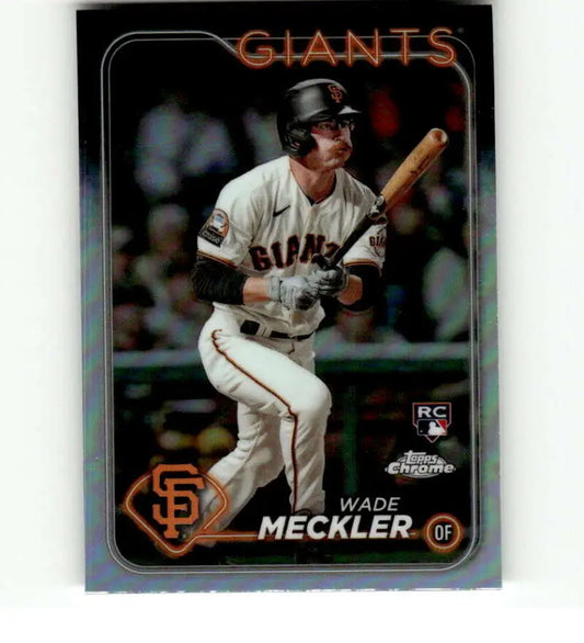 Baseball card of Wade Meckler in batting stance for San Francisco Giants, 2024 Topps Chrome