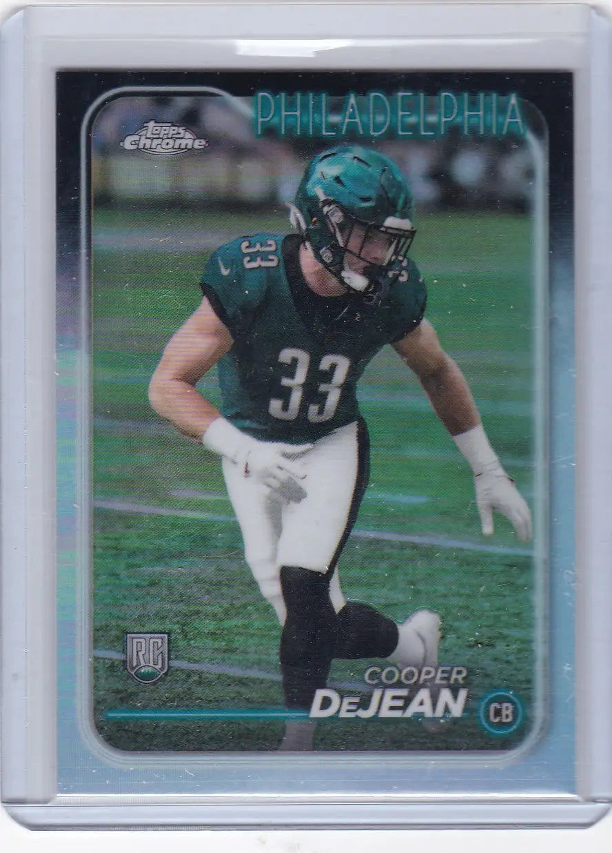 2024 Topps Chrome Refractor Cooper DeJean Philadelphia Eagles rookie card display