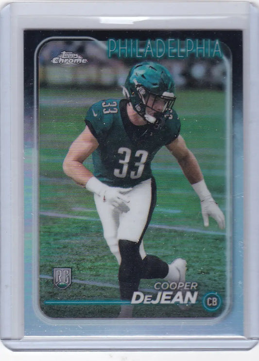 2024 Topps Chrome Refractor Cooper DeJean Philadelphia Eagles rookie card display