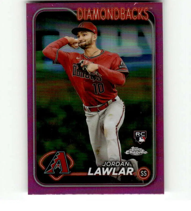 Purple-bordered Topps Chrome baseball card of Jordan Lawlar, Arizona Diamondbacks rookie
