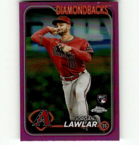 Purple-bordered Topps Chrome baseball card of Jordan Lawlar, Arizona Diamondbacks rookie