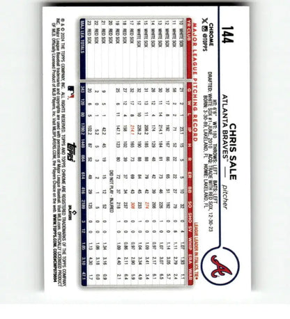 Baseball card featuring St. Louis Cardinals and Atlanta Braves stats lineup with Refractor Prism