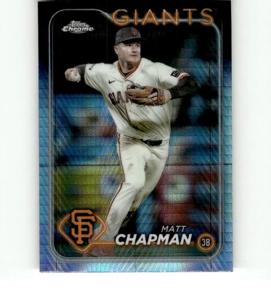 Matt Chapman San Francisco Giants throwing motion on 2024 Topps Chrome Refractor Card