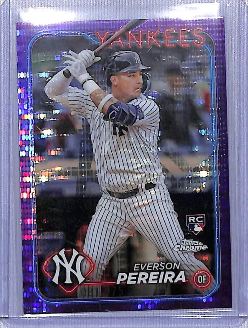 Everson Pereira 2024 Topps Chrome Refractor Sonar Purple baseball card NM-MT RC