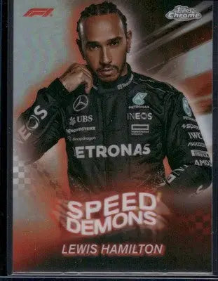 2024 Topps Chrome Speed Demons Lewis Hamilton trading card from Chrome Speed Demons series