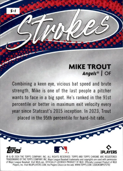 Baseball card of Mike Trout from the Topps Chrome Strokes insert set