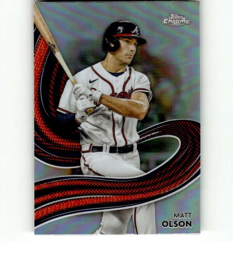 Matt Olson Atlanta Braves player card from 2024 Topps Chrome Strokes Refractor collection
