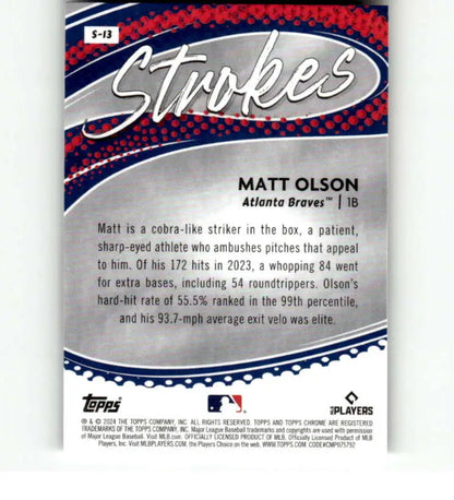 Matt Olson Atlanta Braves 2024 Topps Chrome Strokes Refractor Baseball Card