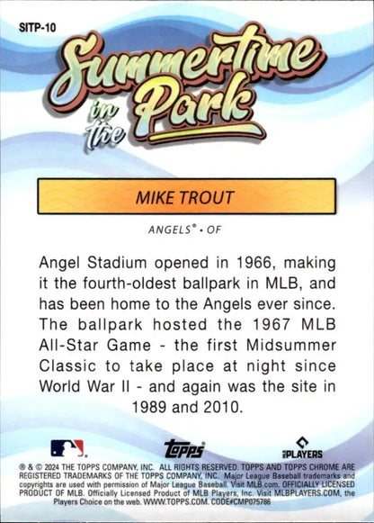 2024 Topps Chrome Summertime in the Park Refractor Mike Trout Los Angeles Angels Card
