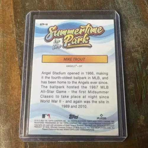 2024 Topps Chrome Mike Trout trading card from Summertime in the Park series