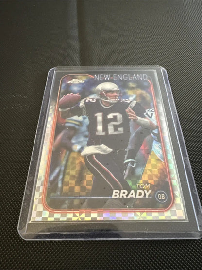 Tom Brady 2024 Topps Chrome Tom football card in protective case