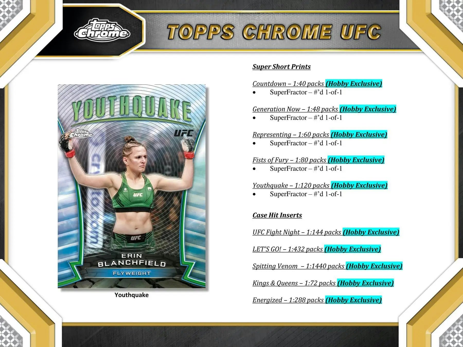 UFC trading card of fighter in green camouflage, showcasing hobby exclusive design