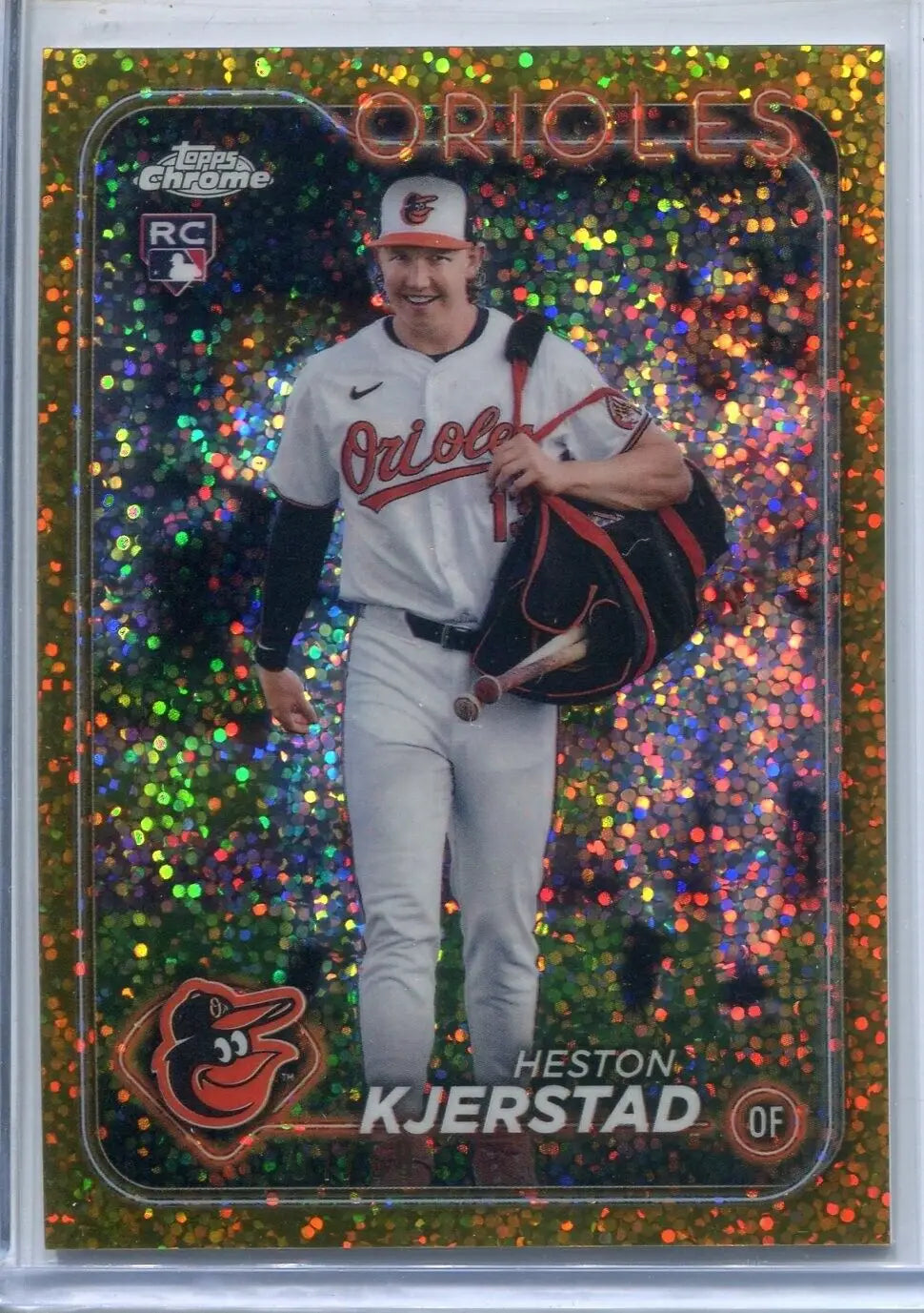 Heston Kjerstad baseball card from 2024 Topps Chrome Update Gold Speckle variation