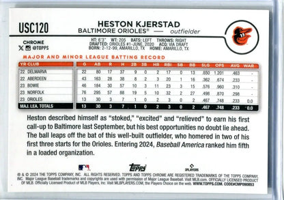 Heston Kjerstad baseball card from 2024 Topps Chrome Update Gold Speckle #1/50 SP
