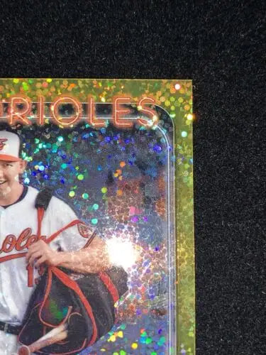 Baseball card featuring 2024 Topps Chrome Update Heston Kjerstad on glittery background