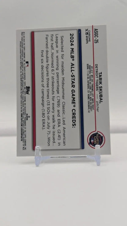 Baseball card back of 2024 Topps Chrome Update Series Tarik Skubal ASGC-25