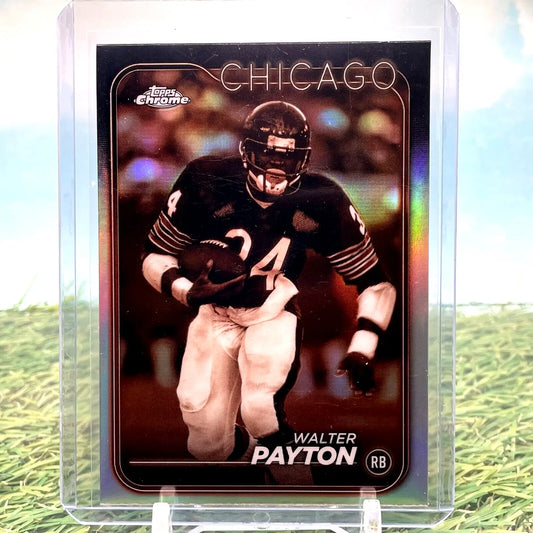 Walter Payton football card from 2024 Topps Chrome Sepia Refractor #23 Chicago Bears SSP