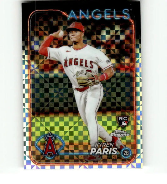 Kyren Paris baseball card from the 2024 Topps Chrome X-Fractor Los Angeles Angels series