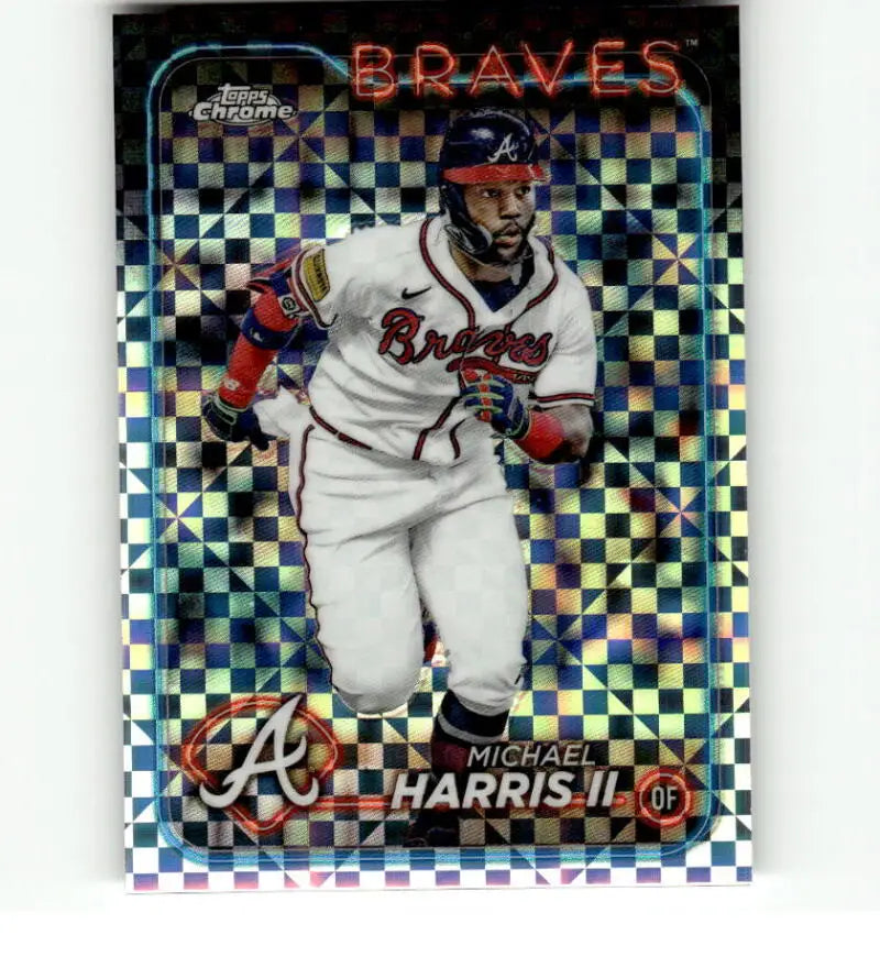 Topps Chrome X-Fractor baseball card featuring Michael Harris of the Atlanta Braves