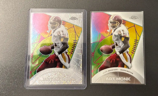 Two Topps Chrome Art Monk trading cards featuring Laser Refractor design in 2024 Topps Composite