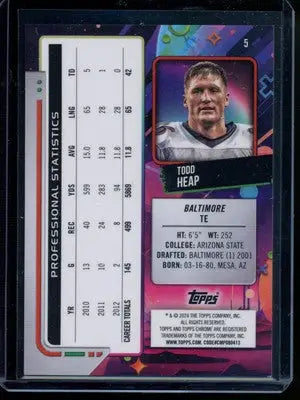 2024 Topps Cosmic Chrome Todd Heap football card showcasing chrome todd heap collectible