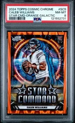 2024 Topps Cosmic Star Command Caleb Williams Orange Galactic 20/25 PSA 8