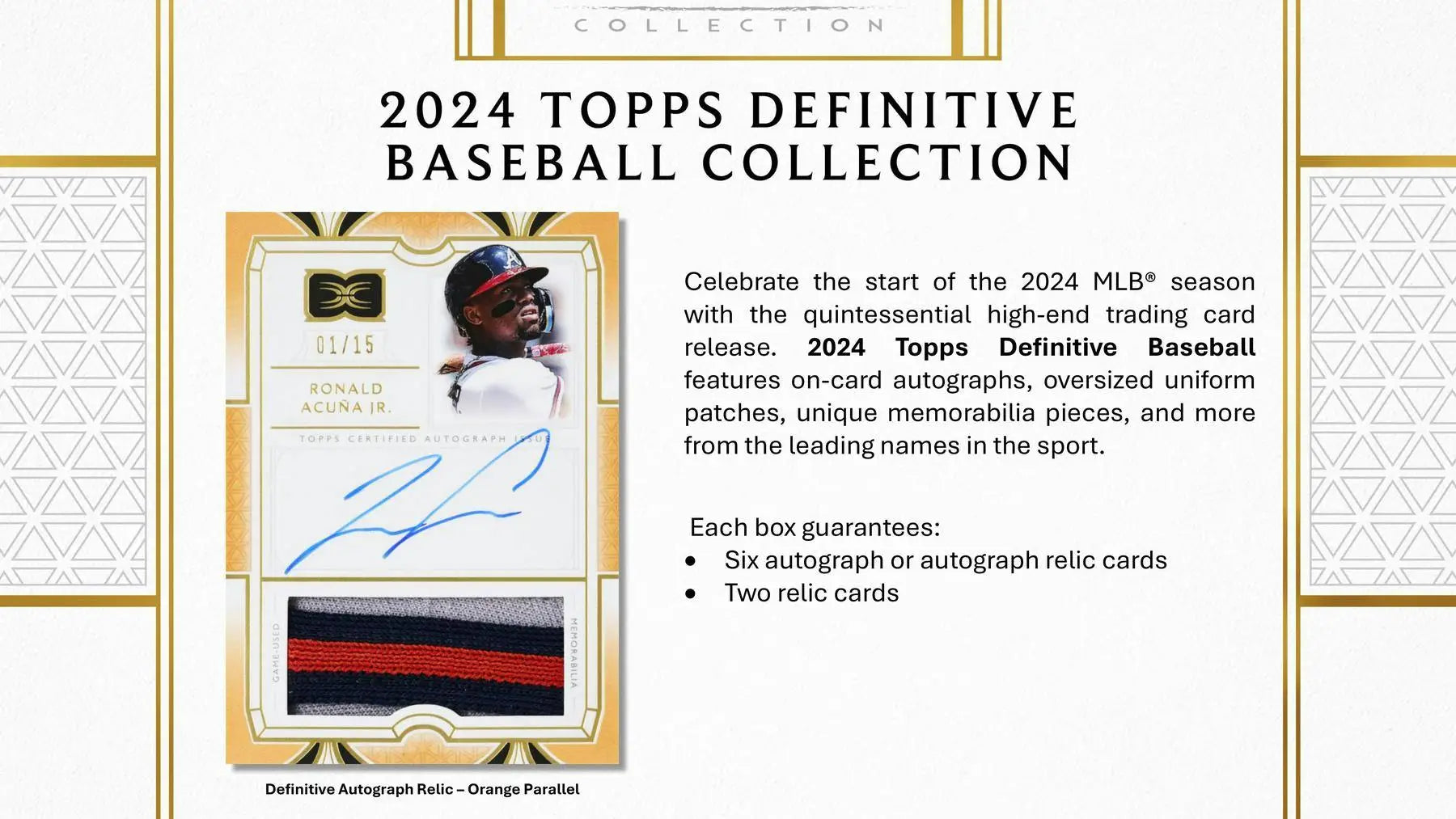 Baseball card with player photo and red parallel uniform patch in 2024 Topps box