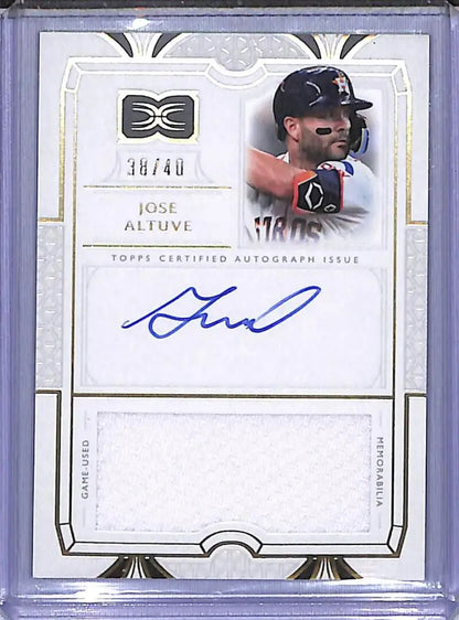 Jose Altuve autographed baseball card from 2024 Topps Definitive Houston Astros