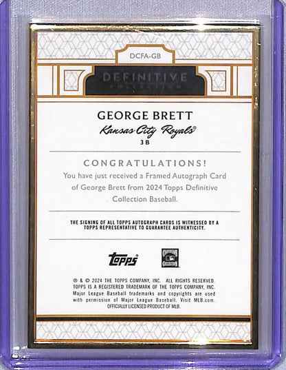 George Brett Kansas City Royals Gold Frame baseball card with excellent auto 25/30