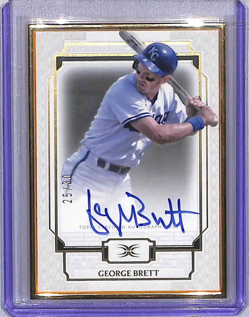 George Brett autographed baseball card from 2024 Topps Definitive Gold Frame Kansas City Royals