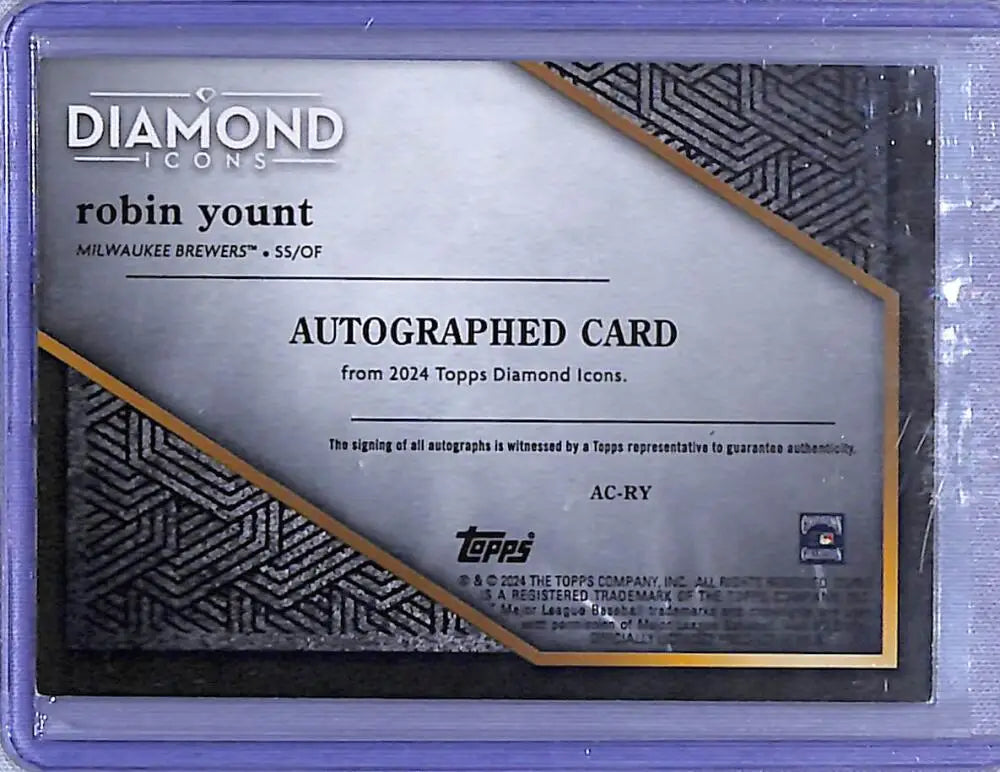 Robin Yount autographed baseball card from 2024 Topps Diamond Icons Milwaukee Brewers