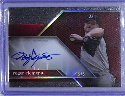 Autographed Roger Clemens baseball card from 2024 Topps Diamond Icons featuring New York Yankees
