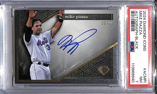 Mike Piazza autographed baseball card from 2024 Topps Diamond Icons New York Mets