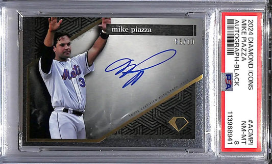 Mike Piazza autographed baseball card from 2024 Topps Diamond Icons Black series