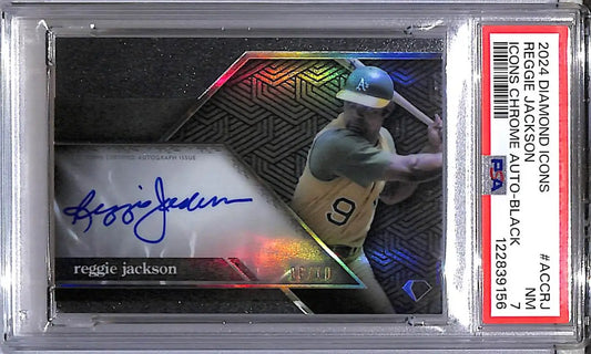 2024 Topps Diamond Icons Black #ACC-RJ Reggie Jackson PSA 7 NM Auto 6/10 Oakland Athletics - Trading Card