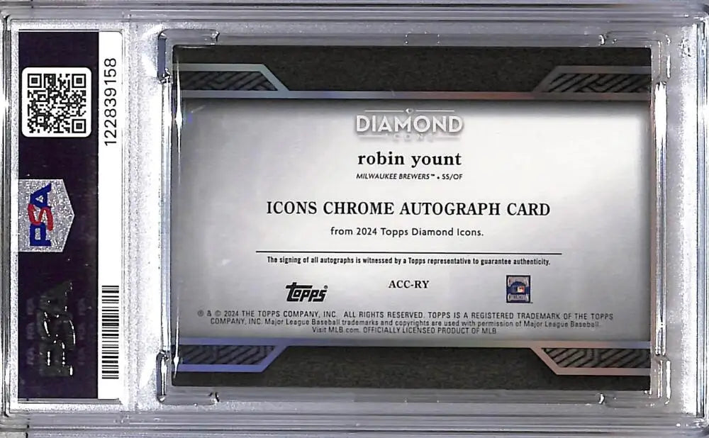 2024 Topps Diamond Icons Black #ACC-RY Robin Yount PSA 7 NM Auto 5/10 Milwaukee Brewers - Trading Cards