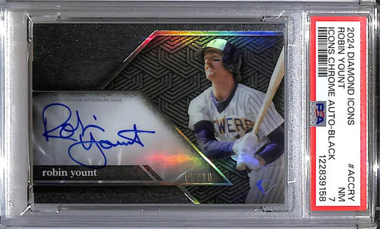 2024 Topps Diamond Icons Black #ACC-RY Robin Yount PSA 7 NM Auto 5/10 Milwaukee Brewers - Trading Cards