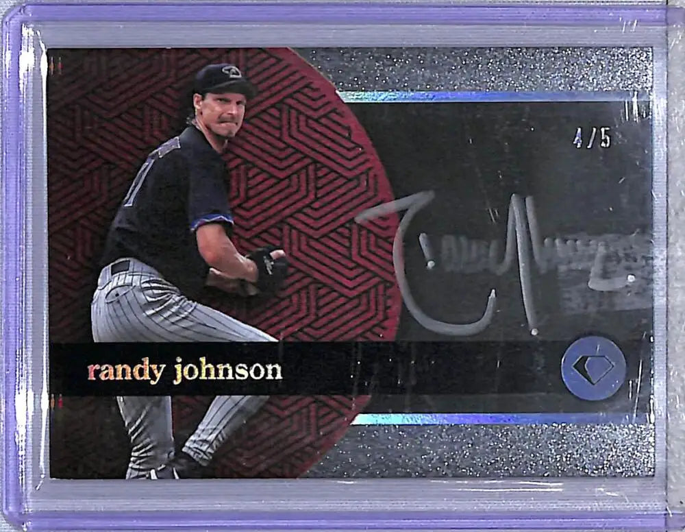 Randy Johnson autographed baseball card from 2024 Topps Diamond Icons Black Polychromatink