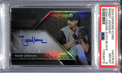 Autographed Randy Johnson baseball card from 2024 Topps Diamond Icons Chrome Black