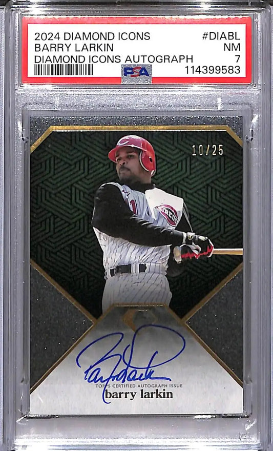 Barry Larkin autographed baseball card from 2024 Topps Diamond Icons featuring Cincinnati Reds
