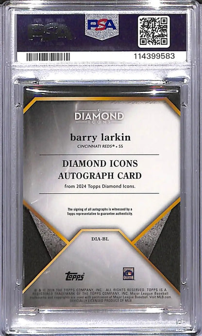 Barry Larkin signed baseball card from Topps Diamond Icons featuring Cincinnati Reds legend