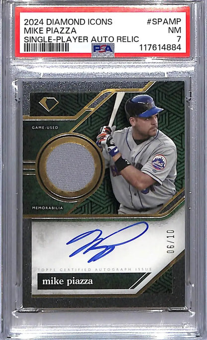 Mike Piazza autographed baseball card from 2024 Topps Diamond Icons, New York Mets collectible