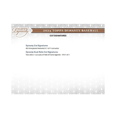 2024 Topps Dynasty Baseball Cut Signatures card from Topps Dynasty baseball hobby box