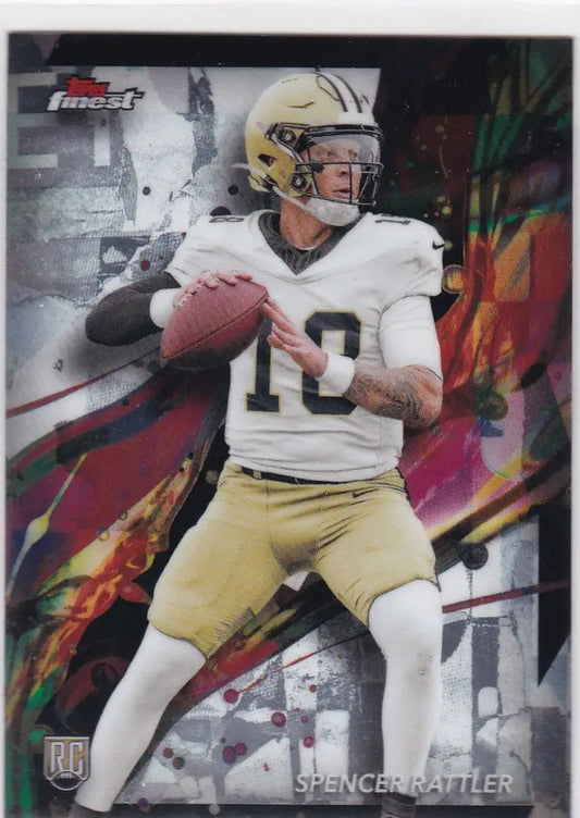 Spencer Rattler football card from 2024 Topps Finest for New Orleans Saints collectors