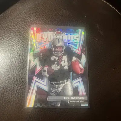 Bo Jackson football card from 2024 Topps Finest checkerboard refractor trading cards